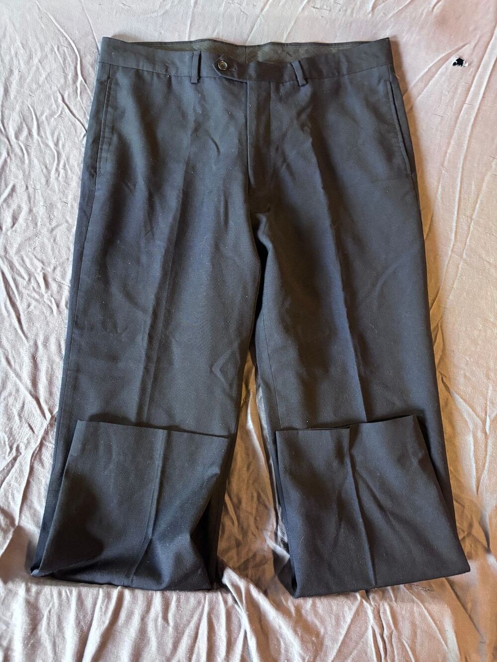 Pronto Uomo Dress Pants Mens 40 Regular 34 Waist Wool Blend Flat Front Black